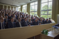 Photograph presents the people gathered at the Auditorium during inauguration of academic year