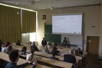 Photo shows the presentation spoken by one of the attendees. Photo taken from the upper parts of the hall.